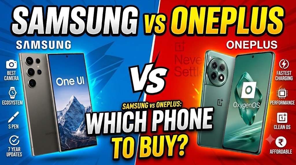 Samsung Galaxy and OnePlus flagship smartphones compared side by side