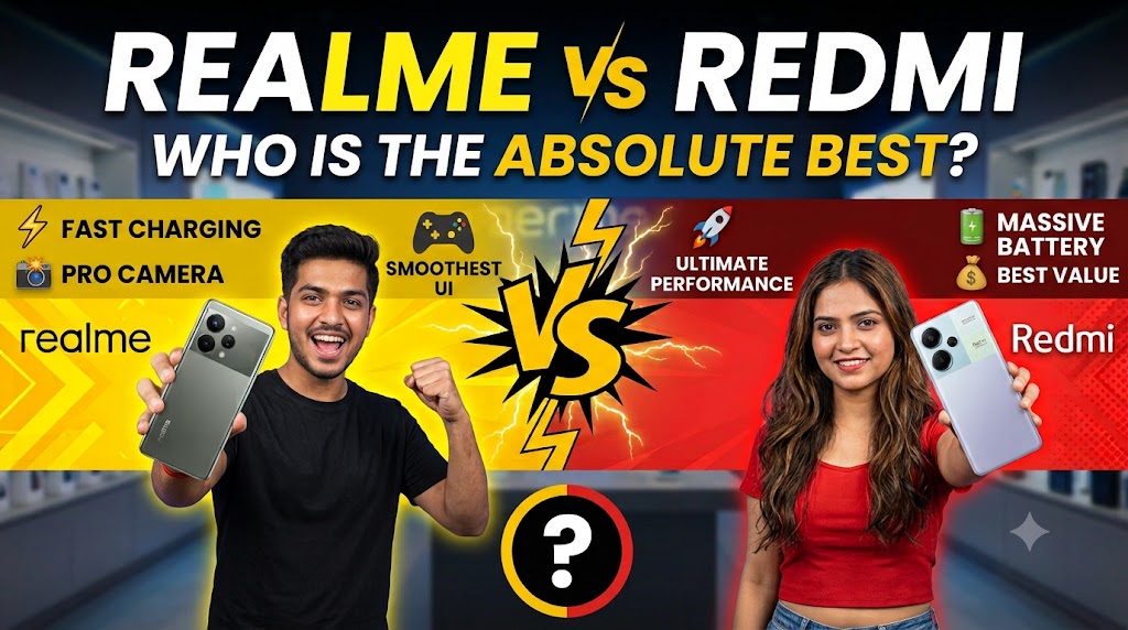 Realme and Redmi smartphones compared side by side