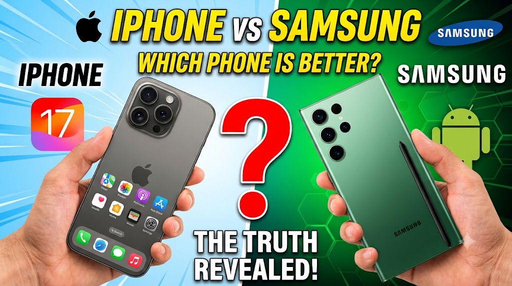 iPhone and Samsung Galaxy flagship smartphones compared side by side