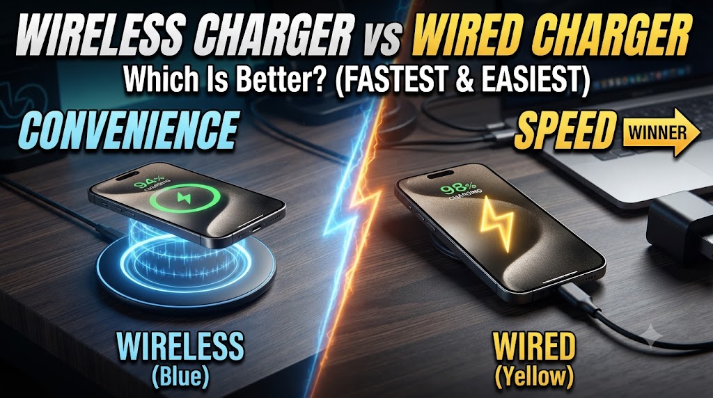 Wireless charger vs wired charger comparison for everyday charging