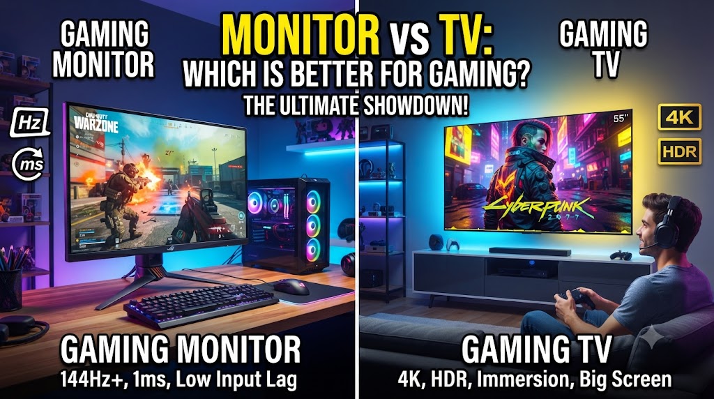 Gaming monitor vs TV comparison for PC and console gaming