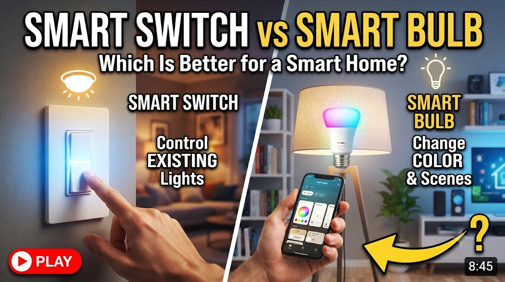 Smart switch and smart bulb comparison for home lighting