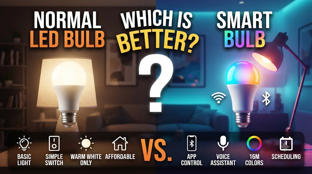 Smart bulb and normal LED bulb comparison