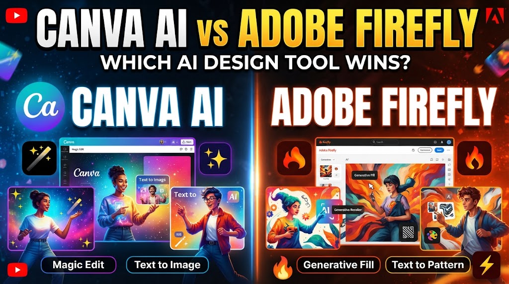 Canva AI vs Adobe Firefly comparison of AI image tools